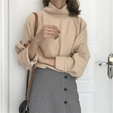 AECU1 Turtleneck Knitted Jumper Sweater Casual Pullover