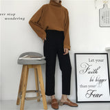 AECU1 Turtleneck Knitted Jumper Sweater Casual Pullover