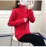 Women Turtleneck Pullover Slim Velvet Knitted Sweater