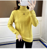 Women Turtleneck Pullover Slim Velvet Knitted Sweater