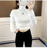 Women Turtleneck Pullover Slim Velvet Knitted Sweater