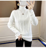 Women Turtleneck Pullover Slim Velvet Knitted Sweater
