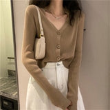 Korean Style O-neck Short Knitted Sweaters Cardigan