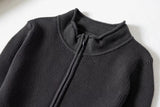 Aproms Elegant High Neck Zipper Front Knitted Sweater