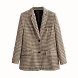 Women Plaid 2 Piece Set Blazer High Waist Skirt Office Lady