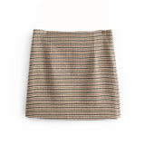 Women Plaid 2 Piece Set Blazer High Waist Skirt Office Lady