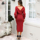 Sweater Dress Long Sleeve Winter Bandage Bodycon V-Neck