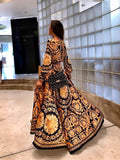 Elegant Sexy Boat Neck Glitter Deep V Neck Print Party Dress