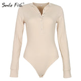 One-Piece Knitted Bodysuits Women Sexy Club Outfits V-Neck
