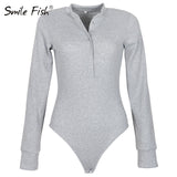 One-Piece Knitted Bodysuits Women Sexy Club Outfits V-Neck