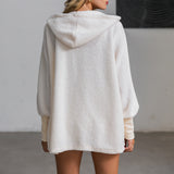 Three Piece Sexy Fluffy Sets Velvet Plush Hooded Cardigan