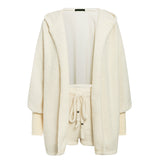 Three Piece Sexy Fluffy Sets Velvet Plush Hooded Cardigan