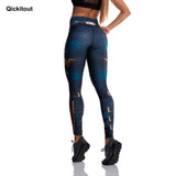 Tibetan Blue Captain Fight Push Up Workout Leggings High Waist