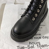 Rimocy White Black PU Leather Ankle Boots Round Toe