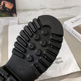 Rimocy White Black PU Leather Ankle Boots Round Toe