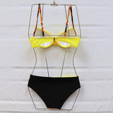 Riseado Push Up Patchwork Swimsuits Ruched Sexy Bikini Set