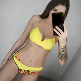 Riseado Push Up Patchwork Swimsuits Ruched Sexy Bikini Set