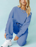 Aachoae Solid Casual Tracksuit Women Sports 2 Pieces Set