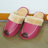 Men Winter PU Leather Slippers Warm Indoor Slipper Waterproof