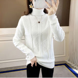 Women Turtleneck Pullover Slim Velvet Knitted Sweater