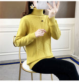 Women Turtleneck Pullover Slim Velvet Knitted Sweater