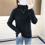 Women Turtleneck Pullover Slim Velvet Knitted Sweater