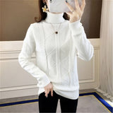Women Turtleneck Pullover Slim Velvet Knitted Sweater