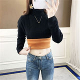Women Turtleneck Pullover Slim Velvet Knitted Sweater