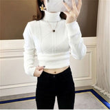 Women Turtleneck Pullover Slim Velvet Knitted Sweater