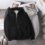 Jacket solid color hoodies imitation lamb wool korean