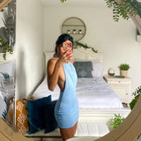 Cryptographic Halter Sexy Backless Mini Dresses Bodycon