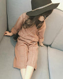 New Autumn Winter Girls' Baby Knitted Sweater Top + Pants 2-piece Set (2-6Y)