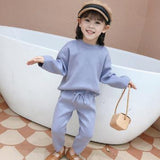 New Autumn Winter Girls' Baby Knitted Sweater Top + Pants 2-piece Set (2-6Y)