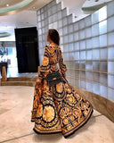 Elegant Sexy Boat Neck Glitter Deep V Neck Print Party Dress