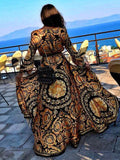 Elegant Sexy Boat Neck Glitter Deep V Neck Print Party Dress