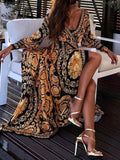 Elegant Sexy Boat Neck Glitter Deep V Neck Print Party Dress