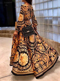 Elegant Sexy Boat Neck Glitter Deep V Neck Print Party Dress