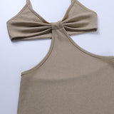 BOOFEENAA Vacation Knitted Party Cut Out Backless Bodycon Dress