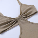 BOOFEENAA Vacation Knitted Party Cut Out Backless Bodycon Dress