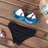 Riseado Push Up Patchwork Swimsuits Ruched Sexy Bikini Set