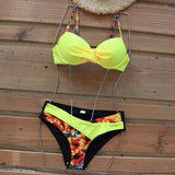 Riseado Push Up Patchwork Swimsuits Ruched Sexy Bikini Set