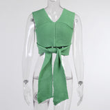 Sleeveless Knitted Crop Sweater Sexy Autumn Fashion Vest Jumper Top