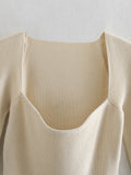 Women Long sleeve heart-neck Slim-fit Tight Knitted sweaters Pullover Tops