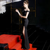 Prom dresses green mermaid sexy split elastic party dress