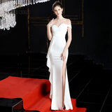 Prom dresses green mermaid sexy split elastic party dress