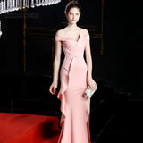 Prom dresses green mermaid sexy split elastic party dress