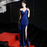Prom dresses green mermaid sexy split elastic party dress