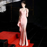 Prom dresses green mermaid sexy split elastic party dress