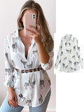 Women satin blouse long sleeve zebra print shirts vintage office ladies tops