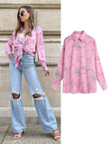 Women satin blouse long sleeve zebra print shirts vintage office ladies tops